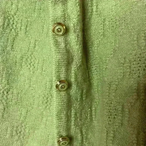 St. John Sport Green Wool Cropped Cardigan - Picture 2 of 7